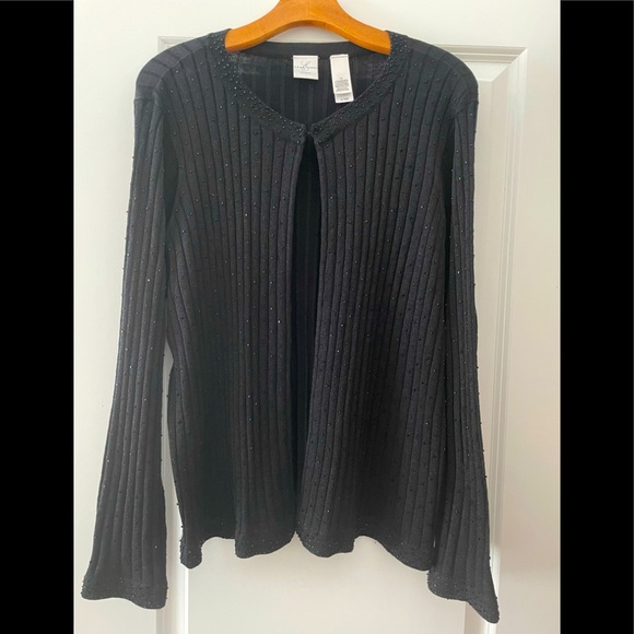 Charter Club black cardigan sweater with sparkles. Size 1X - Picture 3 of 8